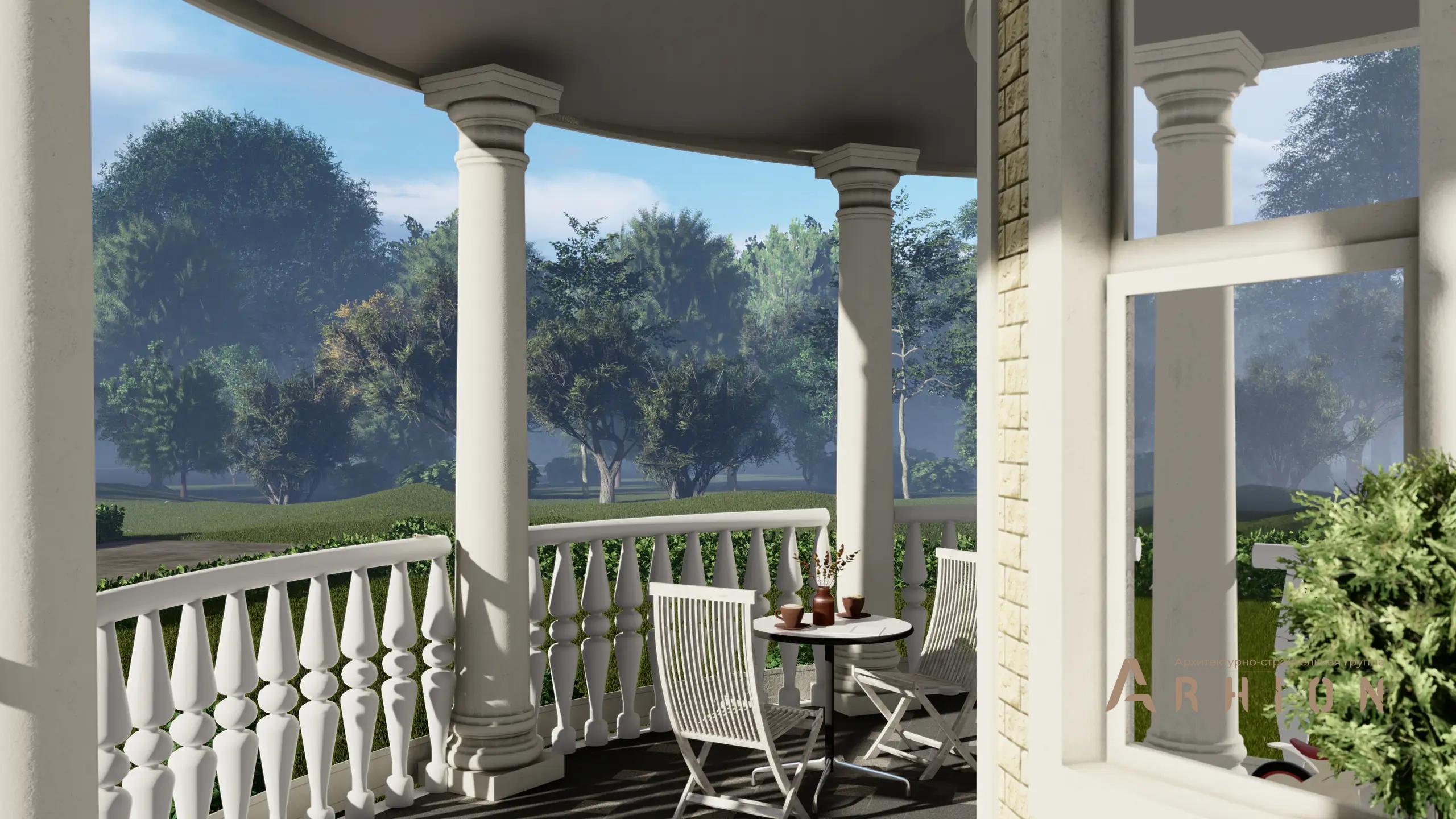 2. Проект двухэтажного дома в современном классическом стиле с четырехскатной, H-1302, площадью - 279 кв c терассой, балконом, эркером